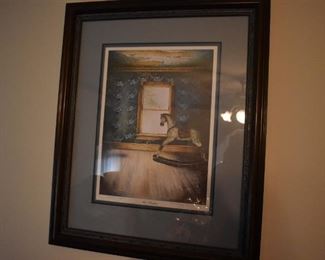 Very Collectible Framed Print by G Kimberly Sadler 1988 entitled "His Window" personally signed by the artist #21 of 1,000