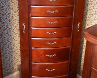 Very Nice Jewelry Chest with Vintage Dresser Hair Set atop the Chest