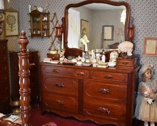 Davis Cabinet Company - Beautiful Lillian Russell Bedroom Set - Featuring this Full Sized  Cherrywood Bed, plus Gorgeous Mirrored Dresser, Lingerie Cabinet, and 2 matching Night Stands.