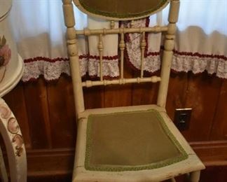  Victorian Chair very ornate with unusual leather padded back and seat
