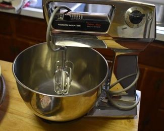 Vintage Stainless Steel Hamilton Beach "Scovill" Deluxe Master Solid State Mixer complete with Beaters and Stainless Mixing Bowl