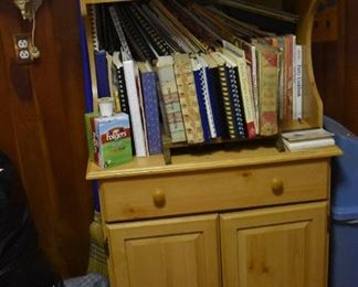 Pine Microwave Cabinet, Cookbooks and More!