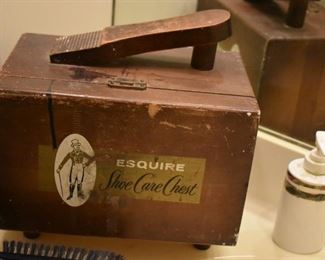 Antique Esquire Wooden Shoe Shining Kit