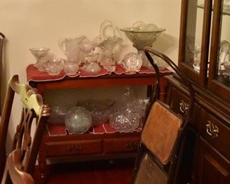 Antique Tea Cart loaded with Antique Glassware