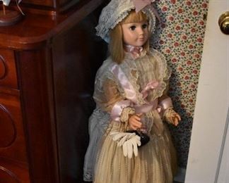Very Collectible Walking Doll just look at the Magnificent Clothing custom made for this Doll!