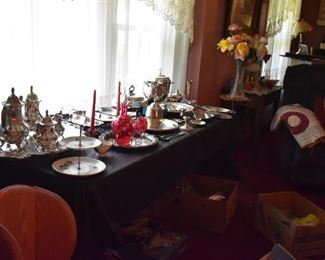 Silver: Tea Set, Champagne Bucket, Trays, Bowls and more!