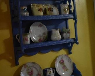 Collector Plates, Antique Wall Shelving Display Unit and more!