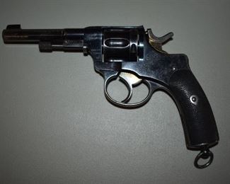  Swedish Nagant revolver7.5 mm Revolver m/1887 L no. 3302 A, with matching numbers 9628.  Husqvarna Gun factory made the major part of these m/1887 revolvers                                                                        
HVA Revolver m/1887  was delivered in the following quantities in the following years:
Year	 Number 	Recipient
1897	350	pcs.	To Norway 2/16/1898
1898	5400	pcs.	 
1899	3252	pcs.	 
1900	690	pcs.	 
1901	238	pcs.	 
1901	115	pcs.	No 12850-12964 to Norway
1902	377	pcs.	 
1903	3135	pcs.	 
1904	144	pcs.	 
1905	383	pcs.	 
Sum:	14084	pcs.	 
 

Revolver m/87 was initially intended only for officers and non-commissioned officers. Officers had to buy their weapons for a sum of 38 Swedish Krona from the Crown or through MEA (Military Equipment Ltd.). Non-commissioned officers used their service weapons at no cost.
In 1898, even m/87 was delivered to enlisted men also, which meant that large amounts of weapons had to be purchased. The production was transferred to Husqvarna,