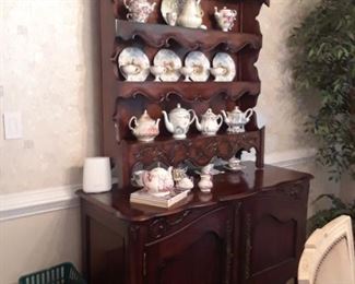 Country French cabinet with plate display above