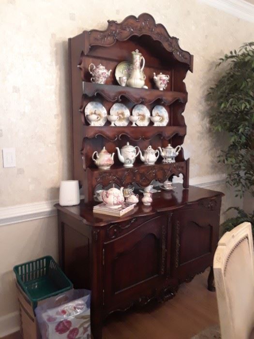 Country French cabinet with plate display above