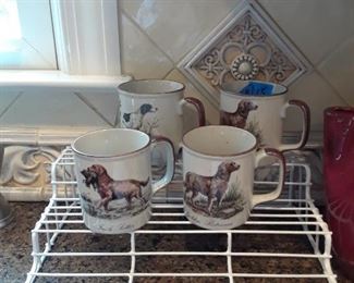 Set of coffee mugs with dog motif