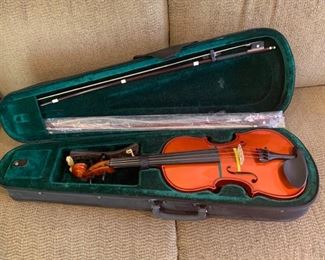 This is a student violin that has color coded strings for training new players. There is a nice case with it and it comes with 2 bows but one needs to be restrung. There is also some instructional CDs included. https://ctbids.com/#!/description/share/953558
