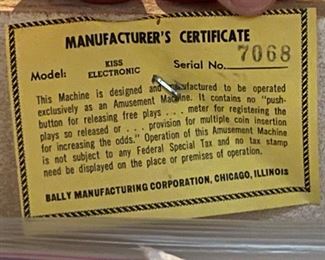 1979 Bally KISS Pinball Machine Vintage Original Pin Ball 69.5in x 30.5x55in HxWxD