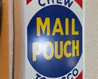 Mail Pouch Chew Tobacco Thermometer Sign Advertising 38.75x8.25in