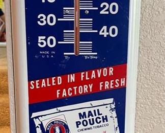 Mail Pouch Chew Tobacco Thermometer Sign Advertising 38.75x8.25in