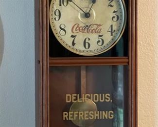 Coca Cola Advertising Clock Wood 1980s Memorabilia Craft Products Coke 26x13.5x4.75in HxWxD