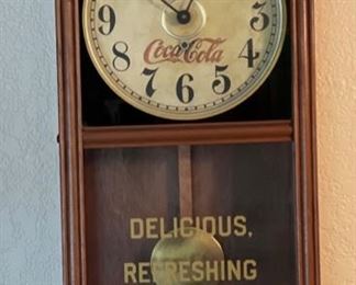 Coca Cola Advertising Clock Wood 1980s Memorabilia Craft Products Coke 26x13.5x4.75in HxWxD