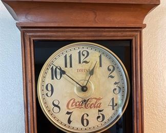 Coca Cola Advertising Clock Wood 1980s Memorabilia Craft Products Coke 26x13.5x4.75in HxWxD