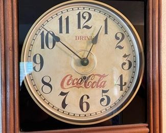 Coca Cola Advertising Clock Wood 1980s Memorabilia Craft Products Coke 26x13.5x4.75in HxWxD