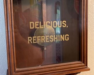 Coca Cola Advertising Clock Wood 1980s Memorabilia Craft Products Coke 26x13.5x4.75in HxWxD