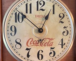 Coca Cola Advertising Clock Wood 1980s Memorabilia Craft Products Coke 26x13.5x4.75in HxWxD