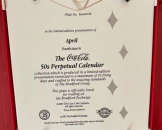 Coca Cola 50s Perpetual Calendar Bradford Exchange Coke 26x15x2in HxWxD