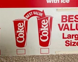 1980s Coca Cola Refreshment Center Sign Double Sided Best Value Store Advertising 27x33in