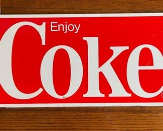 Metal Enjoy Coke Sign Advertising Coca Cola 10.25x22.25x1in HxWxD