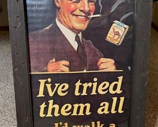 1960s Camel Cigarettes Poster Advertising I’d Walk a Mile Framed R.J. Reynolds Tobacco 27.5x16x1in HxWxD