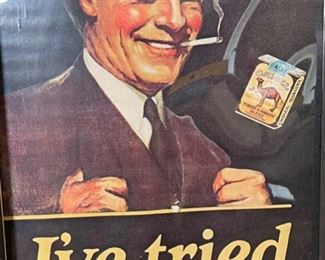 1960s Camel Cigarettes Poster Advertising I’d Walk a Mile Framed R.J. Reynolds Tobacco 27.5x16x1in HxWxD