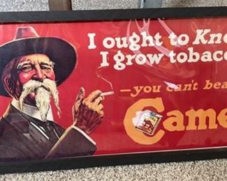 Camel Cigarettes Advertising You Cańt Beat a Camel Poster Framed R.J. Reynolds Tobacco 13.5x26.5inx 1in HxWxD