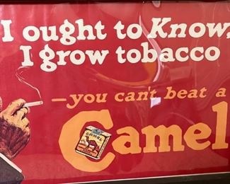 Camel Cigarettes Advertising You Cańt Beat a Camel Poster Framed R.J. Reynolds Tobacco 13.5x26.5inx 1in HxWxD
