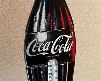 Vintage Coca Cola Bottle Thermometer Sign Coke Advertising 29.5x8.5in HxWxD