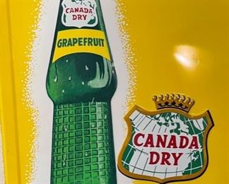 Vintage Canada Dry Grapefruit Embossed Metal Sign Enjoy True Fruit Flavor 47x17.5in