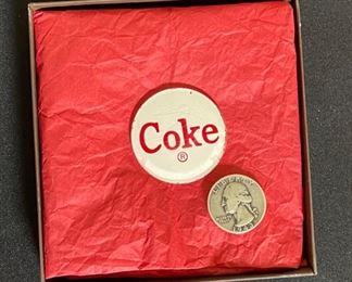 Vintage Coke Vending Machine Medallion Acrylic Coca Cola 1 5/8in Diameter