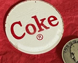 Vintage Coke Vending Machine Medallion Acrylic Coca Cola 1 5/8in Diameter