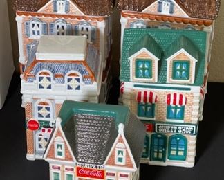 Set of 5 Coca Cola Canister Collection Cookie Jars Coke Largest: 10.5x7x5in HxWxD