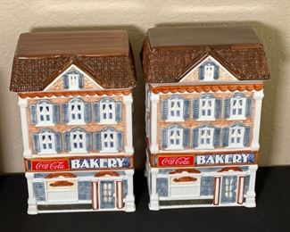 Set of 5 Coca Cola Canister Collection Cookie Jars Coke Largest: 10.5x7x5in HxWxD