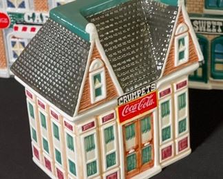 Set of 5 Coca Cola Canister Collection Cookie Jars Coke Largest: 10.5x7x5in HxWxD
