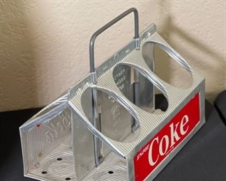 1950s Coca Cola Aluminum 6-Pack Bottle Carrier Metal Coke 6.5x8.25x5.5 HxWxD