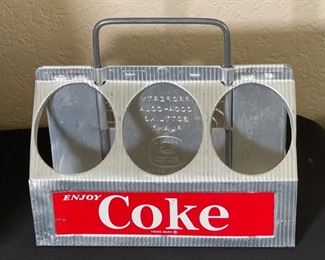 1950s Coca Cola Aluminum 6-Pack Bottle Carrier Metal Coke 6.5x8.25x5.5 HxWxD