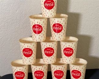 1960s Lot of 10 Coca Cola 9oz Wax Paper Cups Lily 957 Cup: 3.7in H x 3in Diameter