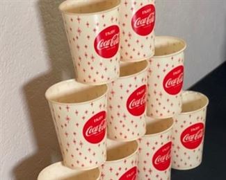 1960s Lot of 10 Coca Cola 9oz Wax Paper Cups Lily 957 Cup: 3.7in H x 3in Diameter