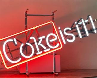 1980s Coke is It Neon Sign Autokeg systems 13.5x22.5x6.5in HxWxD