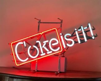 1980s Coke is It Neon Sign Autokeg systems 13.5x22.5x6.5in HxWxD