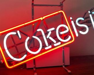 1980s Coke is It Neon Sign Autokeg systems 13.5x22.5x6.5in HxWxD