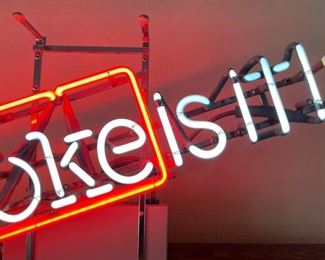 1980s Coke is It Neon Sign Autokeg systems 13.5x22.5x6.5in HxWxD