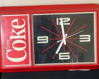 1985 Enjoy Coke Clock Side Sign 13x21x3in HxWxD