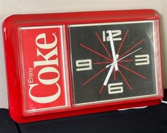 1985 Enjoy Coke Clock Side Sign 13x21x3in HxWxD