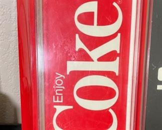 1985 Enjoy Coke Clock Side Sign 13x21x3in HxWxD